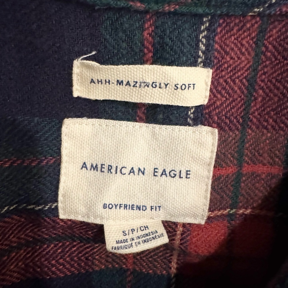 American Eagle Outfitters AHH-MAZINGLY SOFT Pink Plaid Flannel Button Down Shirt - Picture 3 of 5